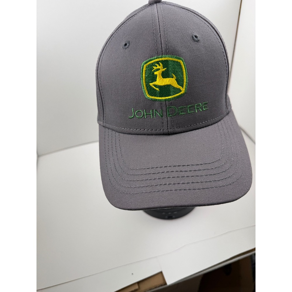 John Deere Gray Baseball Cap Adjustable Hat Embroidered Logo Charcoal Mens OSFM - Picture 5 of 9